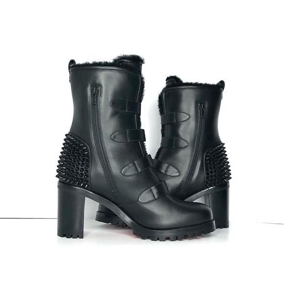 Christian Louboutin Glorymount 70 Spike Buckle Detail Lug Sole Boots 38.5 - Picture 4 of 9